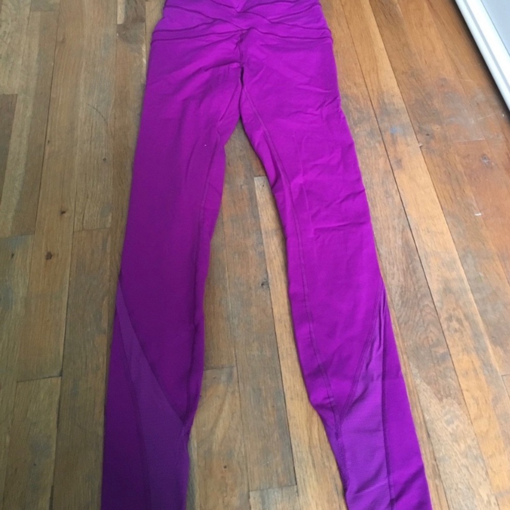 Bright Purple Lululemon leggings w/ mesh detail
